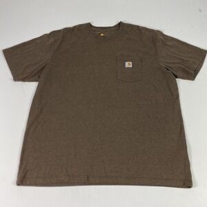 Carhartt Shirt Mens 2XL Brown Short Sleeve Pocket Workwear Tee Tagless K87